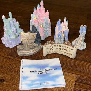 Vintage John Hopkins Enchanted Kingdom Hydrostone Castles Castlettes and Sheild